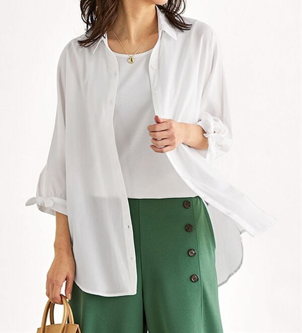 BELLUNA（ベルーナ）の「イージーケア！袖リボンシャツチュニック（チュニック）」｜詳細画像