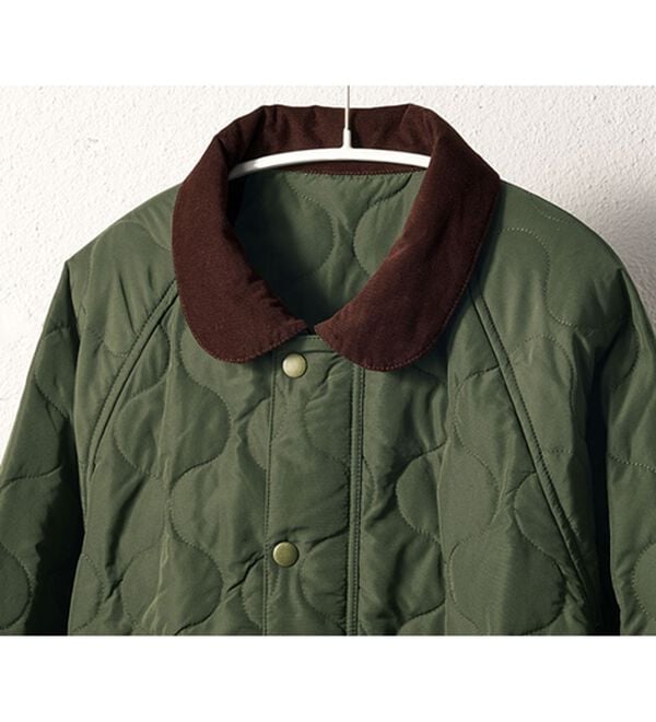 BELLUNA（ベルーナ）の「＜＆ｃｏｃｏｃｈｉ＞配色コーデュロイ衿中わたキルトコート（ハーフコート）」｜詳細画像