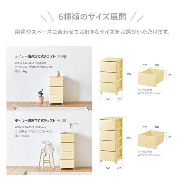 iellio（イエリオ）の「Ｒｏｏｍｎｈｏｍｅデイリー組立式引き出し＜収納チェスト・大容量たんす・衣装ケース・収納棚・衣類収納・韓国インテリア＞（リビング収納）」｜詳細画像