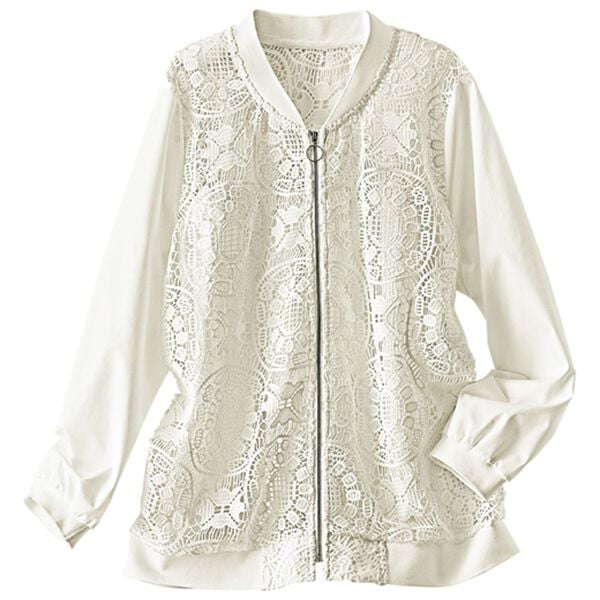 BELLUNA（ベルーナ）の「ケミカルレース使い切替デザインブルゾン（ブルゾン）」｜詳細画像