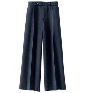 BELLUNA（ベルーナ）の「ウーリッシュ素材ウエスト釦ワイドパンツ（ワイドパンツ・ガウチョ）」｜ネイビー