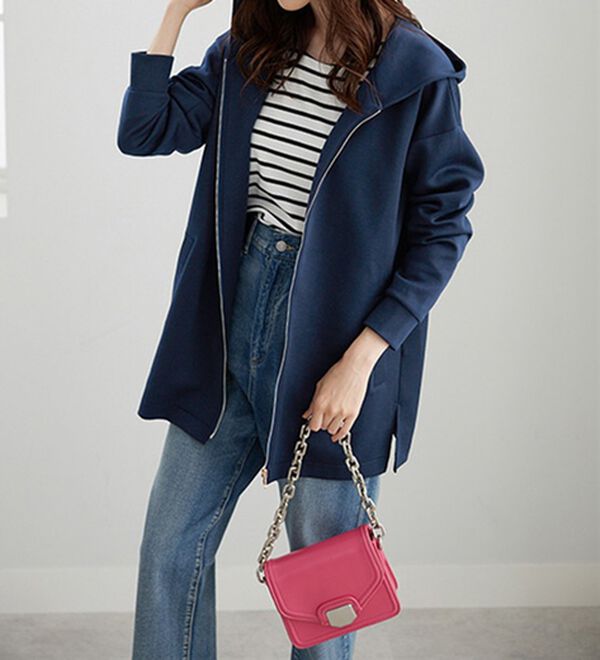 BELLUNA（ベルーナ）の「フードデザインとろみ素材ジップアップパーカー（パーカー）」｜詳細画像