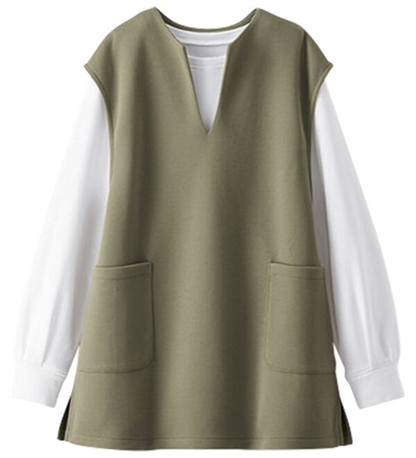 BELLUNA（ベルーナ）の「【2点セット】静電気防止インナー付ベストアンサンブル（アンサンブル）」｜詳細画像