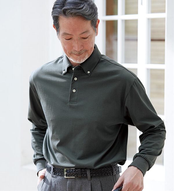 ebure ダークグレー 長袖ポロシャツ 猛暑に役立つ7得ビズポロ 長袖 - ベルーナ【公式】