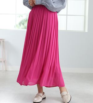 BELLUNA（ベルーナ）の「プリーツデザインカラースカート（ロングスカート）」｜ピンク
