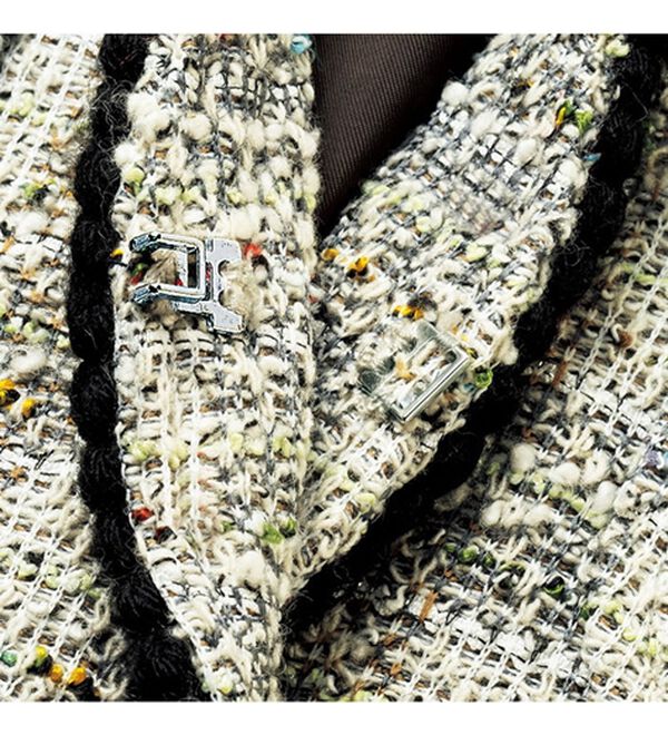 VINNO（ヴィノ）の「カットツイードジャケット風カーディガン（その他カーディガン）」｜詳細画像