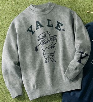 「＜イェール　ゴルフ＞軽量ロゴデザインニット（メンズニット・セーター）」｜杢グレー
