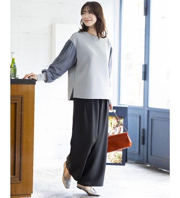 BELLUNA（ベルーナ）の「上品ツータックワイドパンツ（ワイドパンツ・ガウチョ）」｜詳細画像