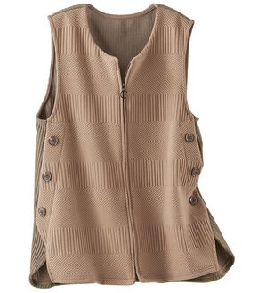 BELLUNA（ベルーナ）の「ジャカードカットソー素材サイドボタンベスト（ベスト）」｜詳細画像