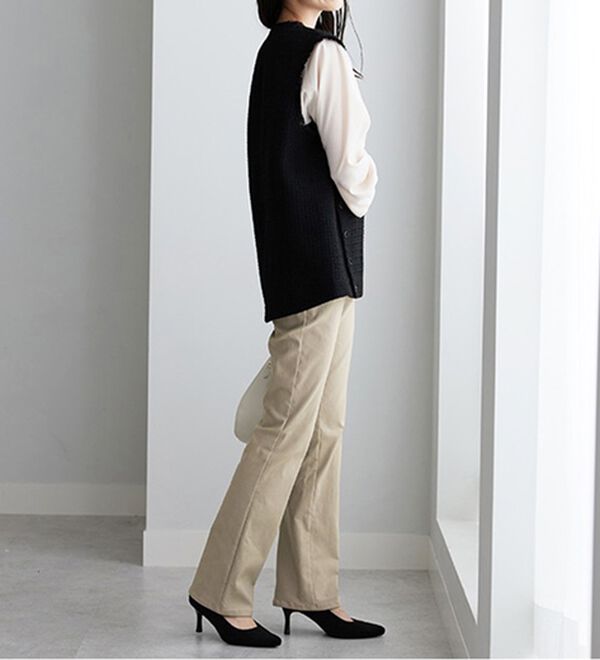 BELLUNA（ベルーナ）の「【選べる裏起毛】静電気防止！ブーツカットヘリンボーンパンツ（フルレングスパンツ）」｜詳細画像