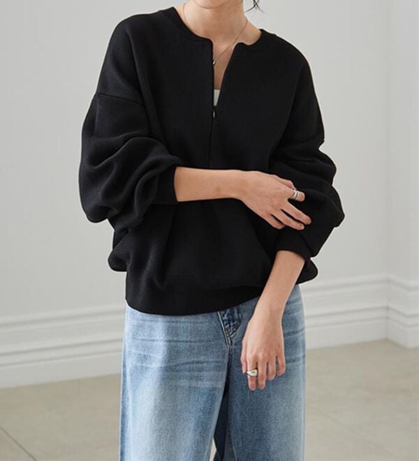 RANAN（ラナン）の「ハーフジップスウェットライクニット（ニット・セーター）」｜詳細画像