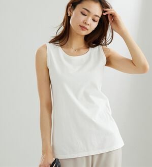 BELLUNA（ベルーナ）の「ヒンヤリ！綿１００％サマ見えタンクトップ（タンクトップ・キャミソール）」｜オフ白