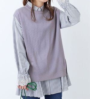 BELLUNA（ベルーナ）の「Ｄカン使いニットベスト（ベスト）」｜ラベンダー