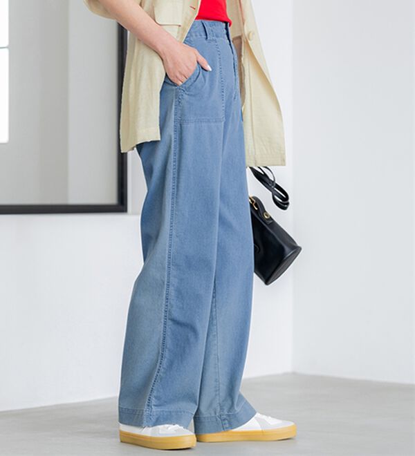 BELLUNA（ベルーナ）の「【チラシ掲載】新感覚！メッシュデニムワイドパンツ（フルレングスパンツ）」｜詳細画像