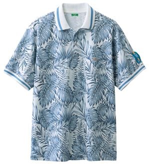 「＜オーシャンパシフィック＞リーフ柄サーフポロシャツ（メンズパーカー）」｜ブルー
