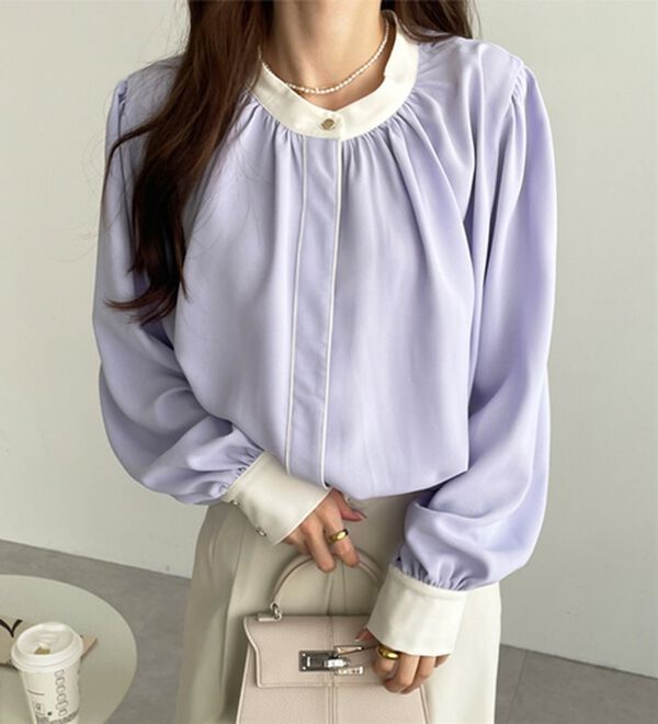 GeeRA（ジーラ）の「前後２ＷＡＹバイカラーブラウス（ブラウス）」｜詳細画像