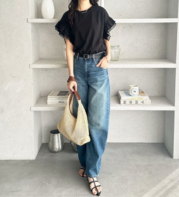 GeeRA（ジーラ）の「接触冷感袖フリルカットソー（カットソー）」｜詳細画像