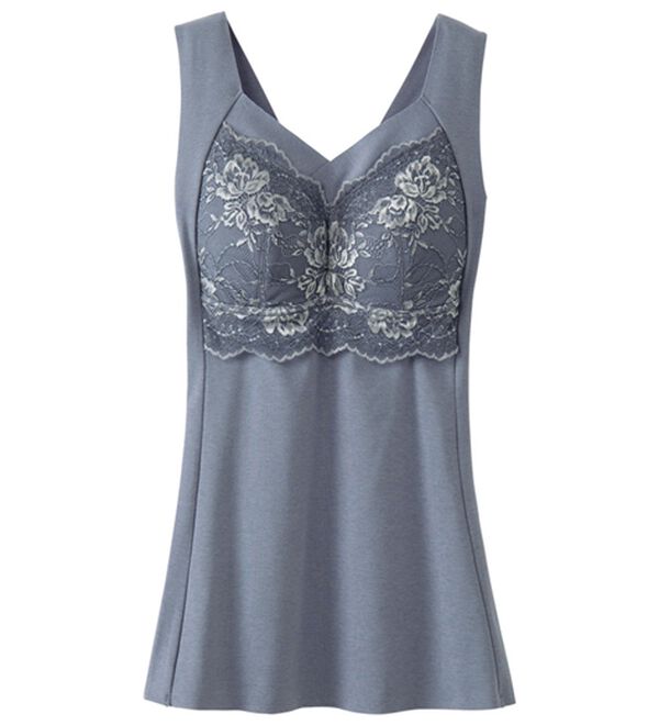 LAVIENNE（ラヴィエンヌ）の「楽なママお出かけカップ付インナー（ブラトップ・カップ付きインナー）」｜ブルーグレー