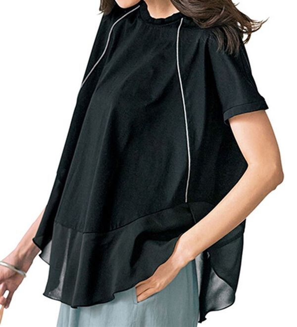 BELLUNA（ベルーナ）の「シアー使いゆったりプルオーバー（カットソー）」｜黒