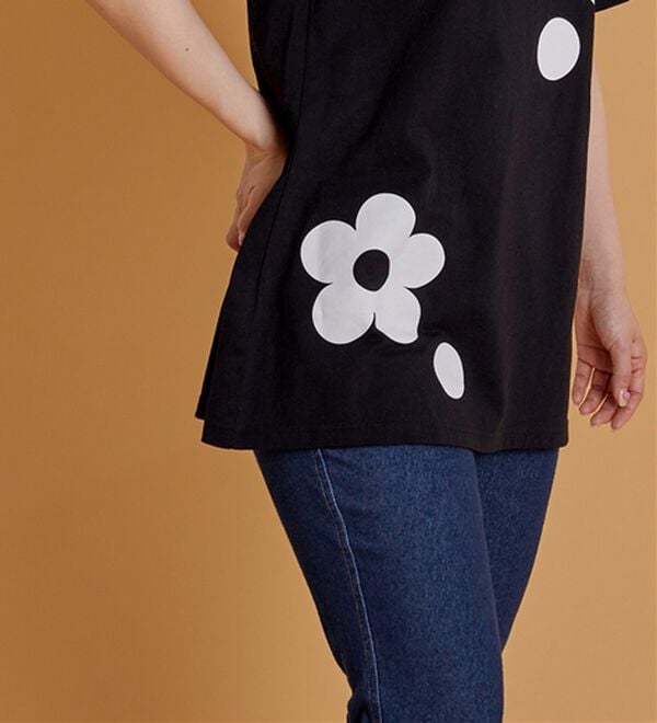 BELLUNA（ベルーナ）の「ひんやリッチコットン大人のプリントロング丈Ｔシャツ（カットソー）」｜詳細画像