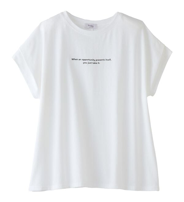 Viola e Viola（ヴィオラ エ ヴィオラ）の「脱普通！すっきり見え大人の上品Ｔシャツ（Tシャツ）」｜ホワイトミニロゴ