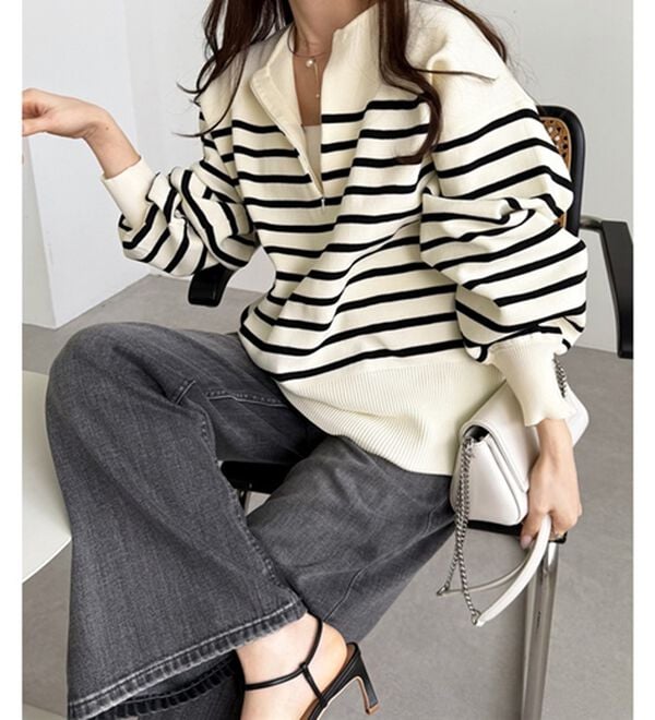 GeeRA（ジーラ）の「ハーフジップニットプルオーバー（ニット・セーター）」｜詳細画像