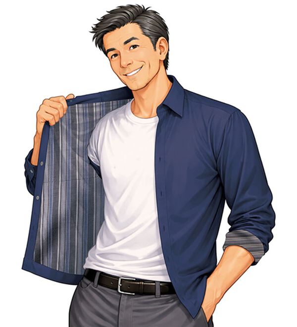 「＜コムルヴァン・オム＞お出かけ応援リバーシブルシャツ（メンズシャツ）」｜詳細画像