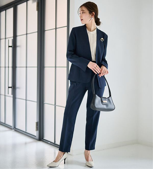 RANAN（ラナン）の「【選べる衿】洗える！春夏ロングシーズン着用可能ベーシック２点ライトスーツ（パンツスーツ）」｜詳細画像