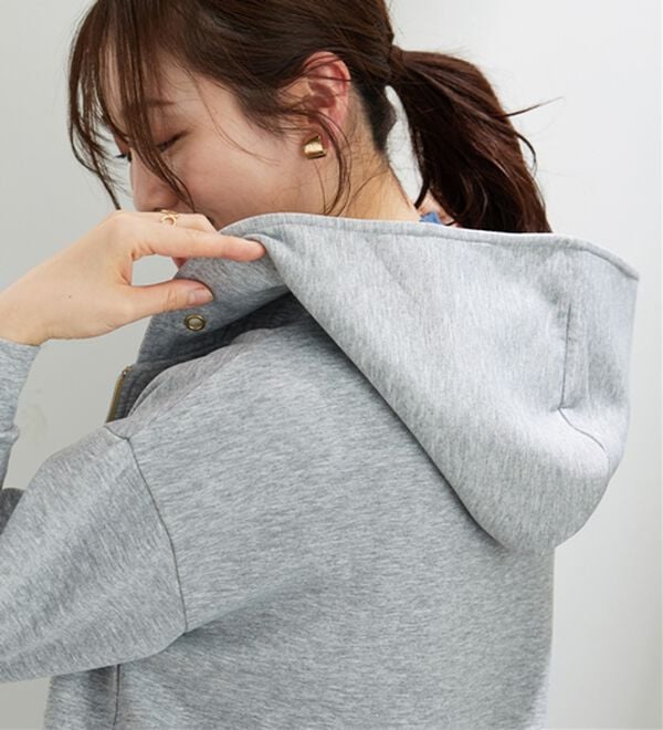 BELLUNA（ベルーナ）の「【快適Ｌａｂ．】とろみ素材裾タックパーカー（パーカー）」｜詳細画像