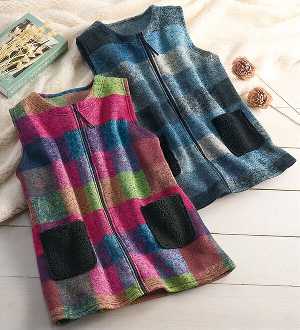 ルフラン（ルフラン）の「カラフルチェック柄ベスト（ベスト）」｜詳細画像