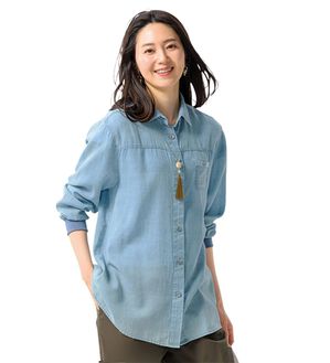 ルフラン（ルフラン）の「シアーデニム袖リブシャツ（シャツ）」｜ブルー