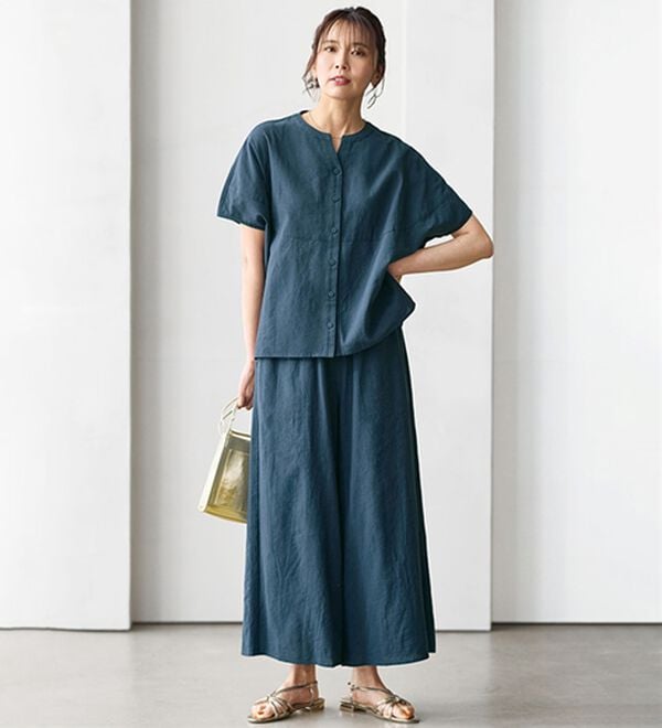 BELLUNA（ベルーナ）の「ゆったり涼しげ！ドルマンセットアップ（セットアップ）」｜デニムブルー