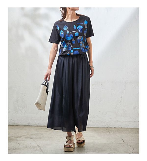 BELLUNA（ベルーナ）の「綿１００％ロング丈プリントＴシャツ（Tシャツ）」｜詳細画像