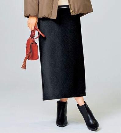 BELLUNA（ベルーナ）の「裏起毛素材ふくれジャカードナロースカート（ロングスカート）」