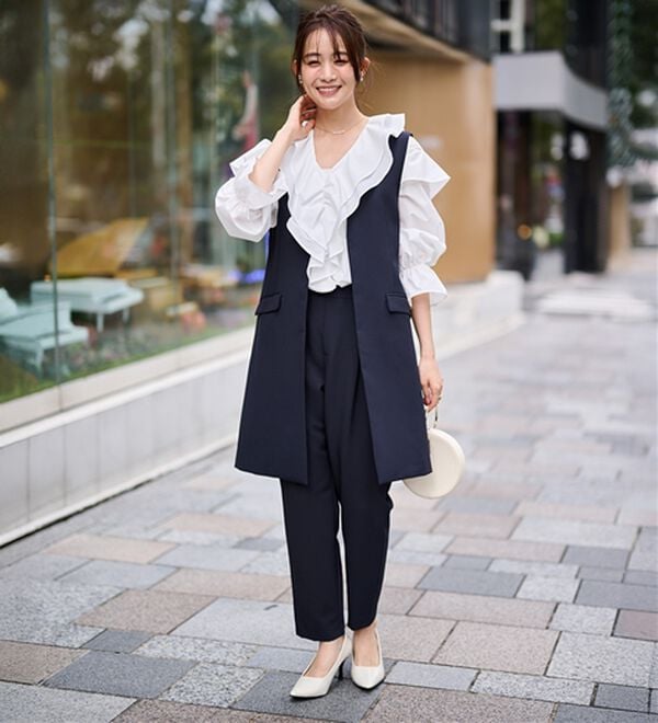 RANAN（ラナン）の「【２点セット】防シワ！ロングジレセットアップ（パンツスーツ）」｜詳細画像