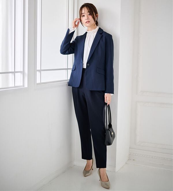 RANAN（ラナン）の「【選べる衿】洗える！春夏ロングシーズン着用可能ベーシック２点ライトスーツ（パンツスーツ）」｜詳細画像