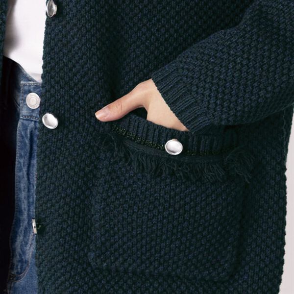 BELLUNA（ベルーナ）の「フリンジ使いノーカラーニットジャケット（その他ジャケット）」｜詳細画像