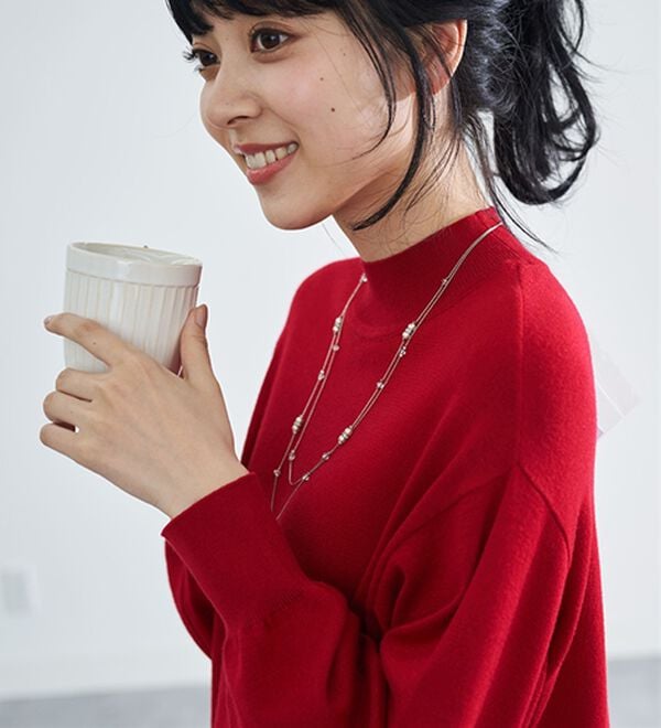 BELLUNA（ベルーナ）の「ロンＴが苦手な方に！なめらかシルクタッチニットＴ（ニット・セーター）」｜詳細画像
