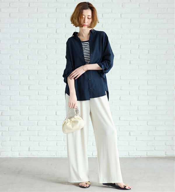 BELLUNA（ベルーナ）の「【吸水速乾】イージーケア！袖リボンシャツチュニック（チュニック）」｜詳細画像