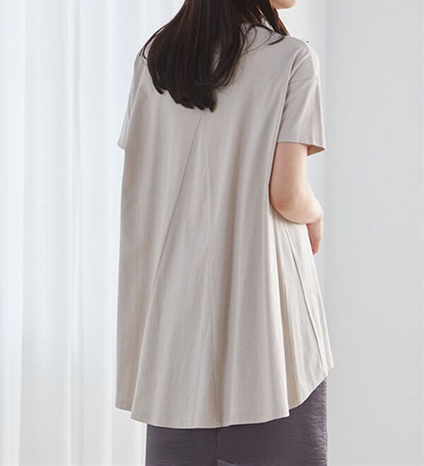 RANAN（ラナン）の「＜ＢＣ＞綿１００％ひんやりフレアーシルエットチュニック（カットソー）」｜詳細画像