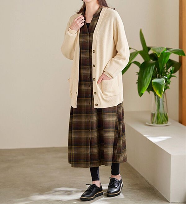 BELLUNA（ベルーナ）の「ハピネスコットン１００％あぜ編カーディガン（ニットカーディガン）」｜詳細画像