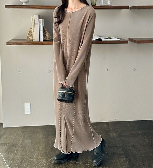 GeeRA（ジーラ）の「全骨格対応！配色プリーツワンピース（カットソーワンピース）」｜詳細画像