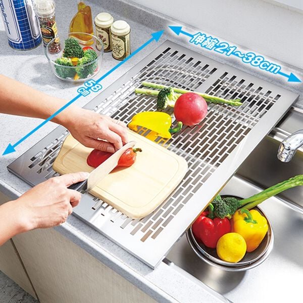 「［日本製］オールステンレス頑丈伸縮作業プレート（水まわり・コンロまわり用品）」｜詳細画像