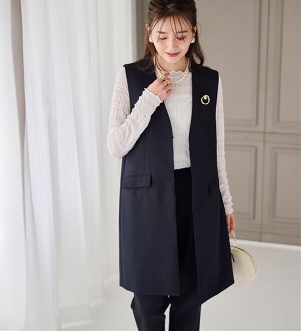 RANAN（ラナン）の「【２点セット】防シワ！ロングジレセットアップ（パンツスーツ）」｜詳細画像