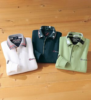 「【３色組】衿デザインジャカードブランドポロシャツ（メンズポロシャツ）」｜詳細画像