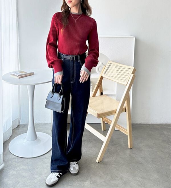 GeeRA（ジーラ）の「【再入荷】レイヤード風モチっと柔らかリブニット（ニット・セーター）」｜詳細画像