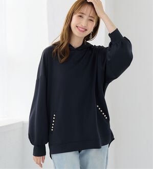 alotta（アロッタ）の「ポケット付！大人上品コクーンパーカー（パーカー）」｜ネイビー