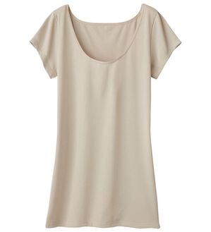 「ひんやりフレンチ袖インナー　ベルクール（肌着・インナーウェア）」｜グレージュ