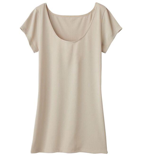 「ひんやりフレンチ袖インナー　ベルクール（肌着・インナーウェア）」｜グレージュ