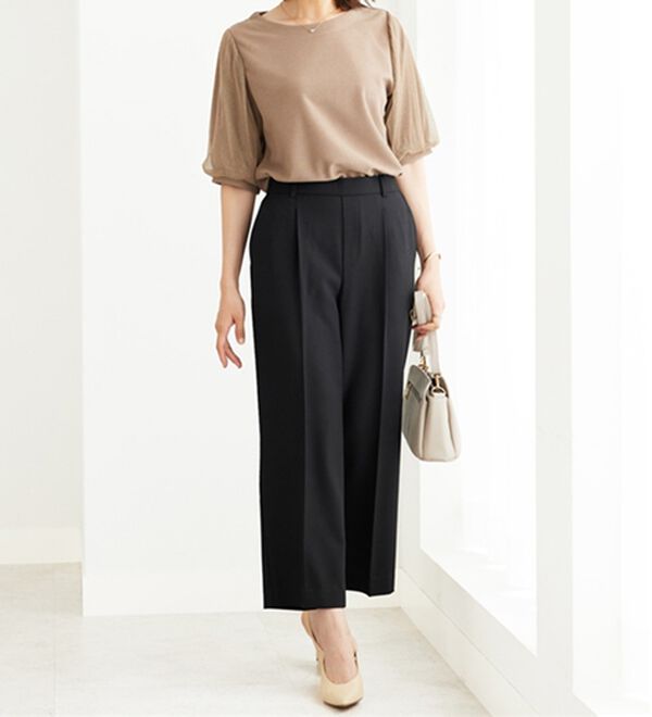 BELLUNA（ベルーナ）の「ラメチュール袖切替デザインプルオーバー（カットソー）」｜詳細画像